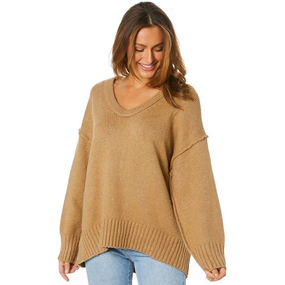 Free People Sweaters - Free People Desert Camel Heavy Knit Oversized Sweater